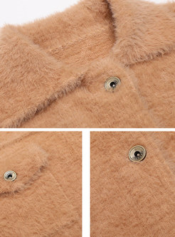 Stylish Notched Long Sleeve Thicken Imitation velvet Coat