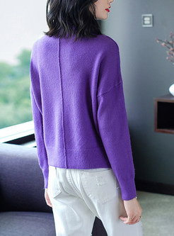 Brief Solid Color Long Sleeve Thermal Sweater
