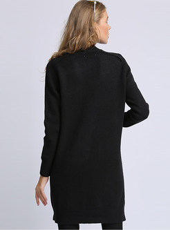 Solid Color O-neck Long Sleeve Slim Sweater Dress