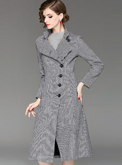 Elegant Grey Lapel Single-breasted Gathered Waist Coat