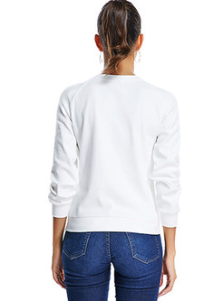 Casual O-neck Long Sleeve Print Pullover Sweatshirt