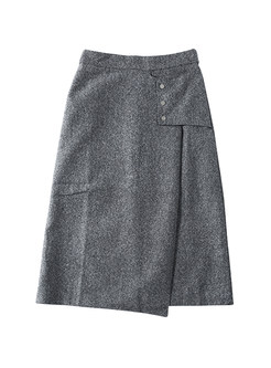 High Waist Easy-matching Knee-length Skirt