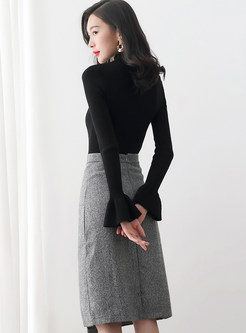 High Waist Easy-matching Knee-length Skirt