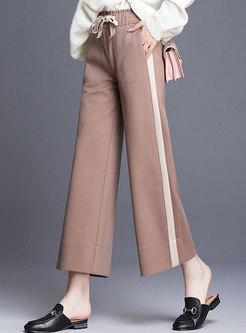 Chic Color-blocked Tied-waist Wide Leg Pants
