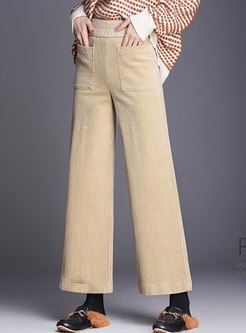 Vintage Solid Color Corduroy Wide Leg Pants