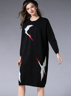 Winter Plus Size O-neck Bottoming Sweater Dress
