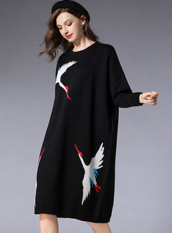 Winter Plus Size O-neck Bottoming Sweater Dress