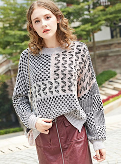 Fashion Jacquard Pattern Pullover Knitted Sweater