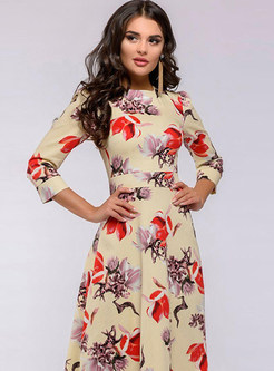 Trendy Elegant Print Big Hem Maxi Dress