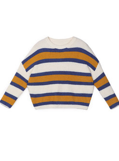 Sweet Color-blocked Striped Loose Sweater