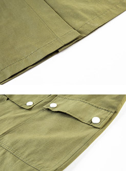 Stylish Green Easy-matching Long Sleeve Straight Coat