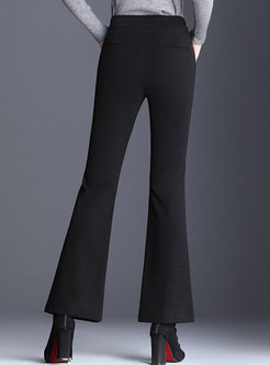 Winter Solid Color High Waist Flare Pants