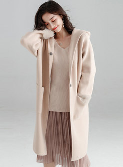Autumn Apricot Hooded Double-sided Cashmere Thicken Coat