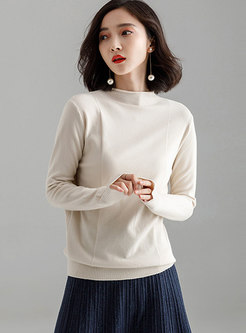 Casual Solid Color Long Sleeve Slim Sweater