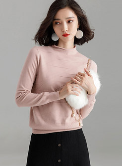 Trendy Mid High Neck All-matched Knitted Sweater