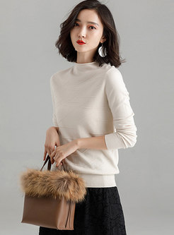 Trendy Mid High Neck All-matched Knitted Sweater