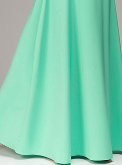 Brief Solid Color Big Hem Maxi Dress