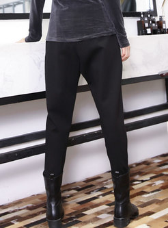 Casual Winter Black High Waist Pencil Pants With Pockets