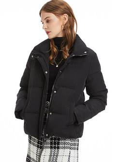 Casual Solid Color Turn-down Collar Winter Down Coat