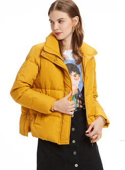 Casual Ginger Turn-down Collar Winter Down Coat
