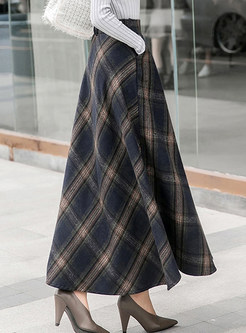Winter High Waist Big Hem A Line Maxi Skirt