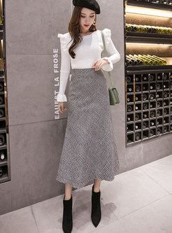 Fashion Easy-matching Plaid Mid-claf Skirt