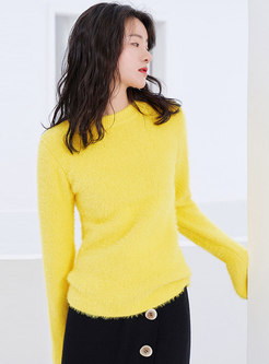 Autumn Yellow Long Sleeve Thicken Bottoming Sweater