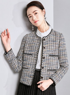 Stylish Multi Color O-neck Single-breasted Short Coat