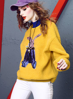 Style Animal Print Loose Pullover Sweatshirt
