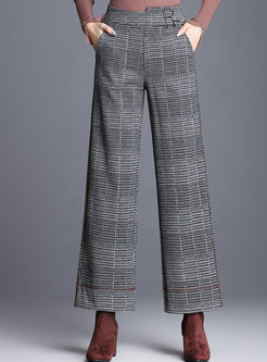 Vintage Plaid Woolen Wide Leg Pants