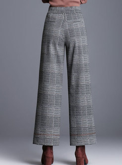 Vintage Plaid Woolen Wide Leg Pants