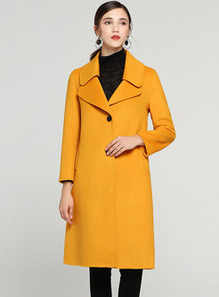 Brief Solid Color Notched Single-breasted Slim Coat