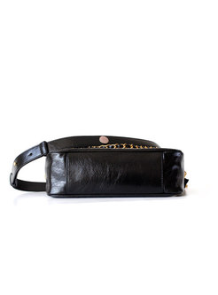 Trendy Black Genuine Leather Crossbody Bag 