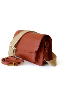 Stylish Red-brown Solid Cowhide Crossbody Bag