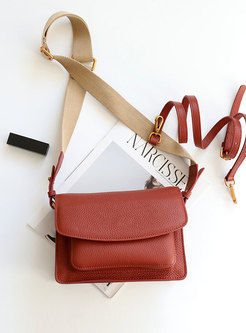 Stylish Red-brown Solid Cowhide Crossbody Bag