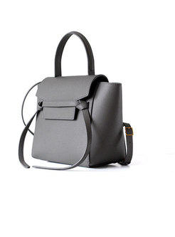Deep Grey Easy-matching Genuine Leather Top Handle Bag