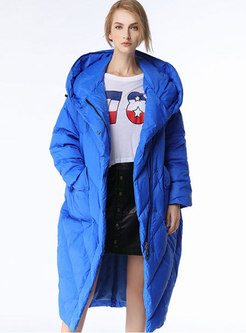 Pure Color Hooded Loose Down Coat