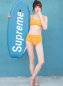 Brief Pure Color Straped Beatch Swimwear