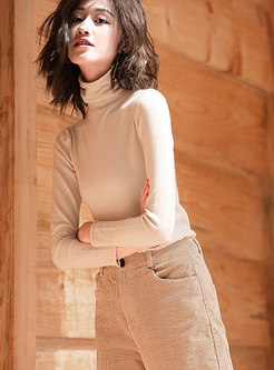 Casual Turtle Neck Long Sleeve Pullover Sweater