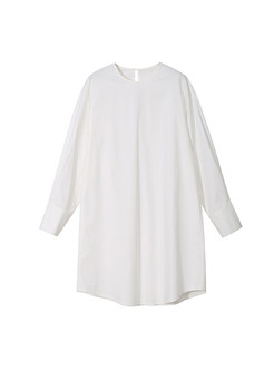 Fashion White Long Sleeve Dress & Woolen Vest