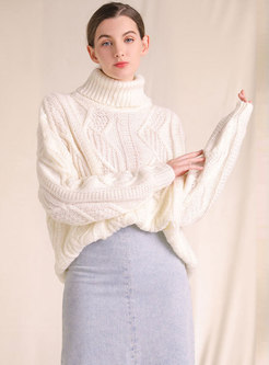 Pure Color High Neck Loose Sweater