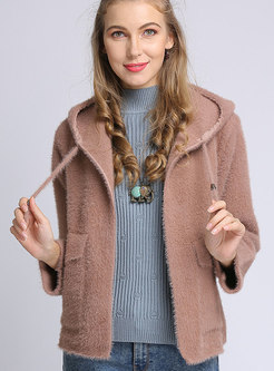 Autumn Trendy Hooded Solid Color Knitted Coat