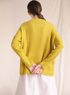 Stylish Half Turtle Neck Loose Knitted Sweater
