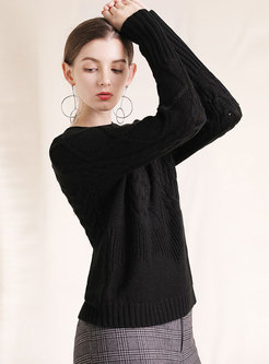 Black O-neck Loose Knitted Sweater