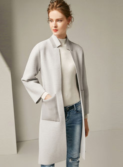 Trendy Monochrome Stand Collar Cardigan Coat