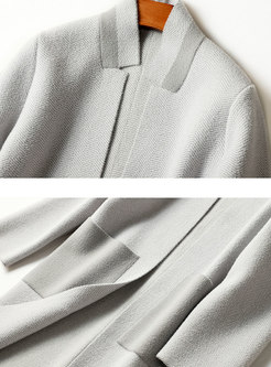 Trendy Monochrome Stand Collar Cardigan Coat