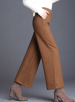 Trendy High Waist Woolen Wide Leg Pants