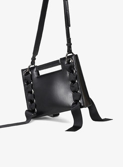Fashion Black Genuine Leather Open-top Top Handle & Crossbody Bag