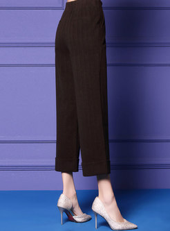 Casual Coffee High-rise Thicken Wide-leg Pants