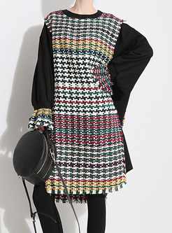 O-neck Plus Size Tassel Irregular Knitted Shift Dress